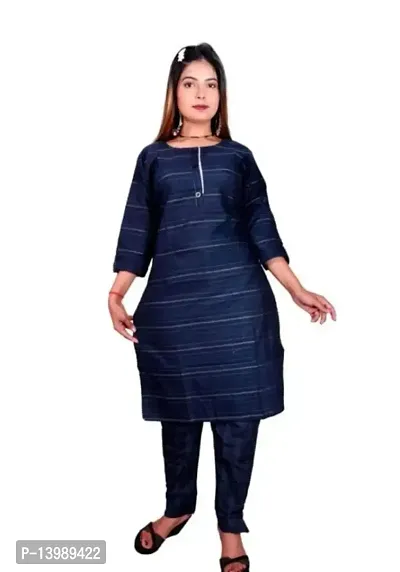 SAMJUBAA FASHION Women's Cotton Bland Causal Straight Kurti Pant Set