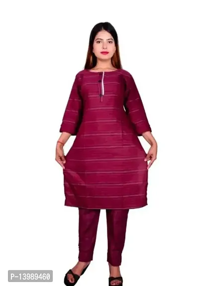 SAMJUBAA FASHION Women's Cotton Bland Causal Straight Kurti Pant Set