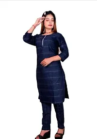 SAMJUBAA FASHION Women's Cotton Bland Causal Straight Kurti Pant Set-thumb1