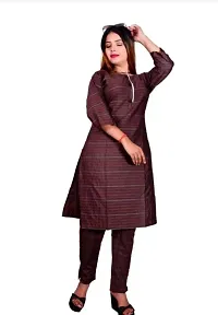 SAMJUBAA FASHION Women's Cotton Bland Causal Straight Kurti Pant Set-thumb2