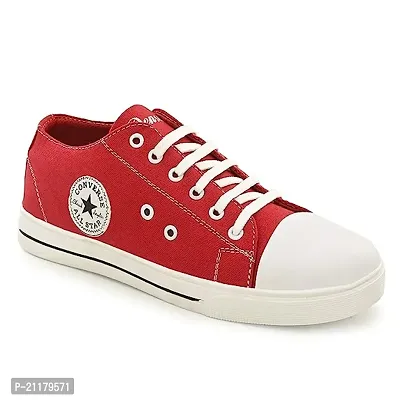 Stylish Red Synthetic Solid Sneakers For Men