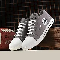 Stylish Grey Synthetic Solid Sneakers For Men-thumb1