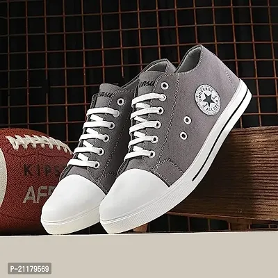 Stylish Grey Synthetic Solid Sneakers For Men-thumb2