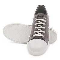 Stylish Grey Synthetic Solid Sneakers For Men-thumb2