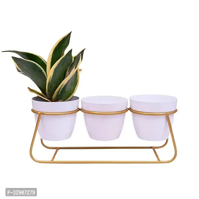 Nature at Homes Trio Elegance Metal Planter Set with Stand for Indoor  Bedroom  Living Room  Patio Table  Table Top  Office and Gift