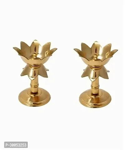 Brass Aarti Diya with Supported Flame Puja Jyoti Oil Lamp Festive Diwali Mandir Temple Aarti Pooja Dia-thumb0