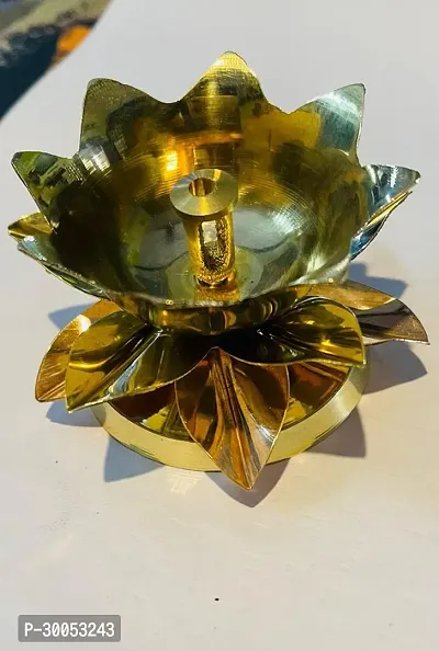 GURU TRADERSCopper Lotus Flower Petals Kamal Shape Metal Akand Diya for Traditional Indian Festive Diwali-thumb0