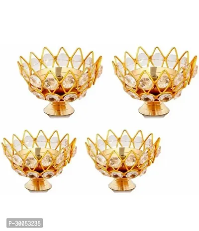 Round Shape Kamal Deep Akhand Jyoti Oil Lamp for Home Temple Puja Decor Pack of 4