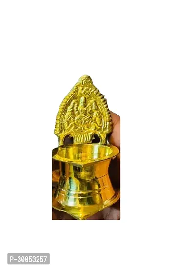 GURU TRADERS Brass Aarti Diya with Supported Flame Puja Jyot Oil Lamp Festive Diwali Mandir Temple Aarti Pooja Dia-thumb0