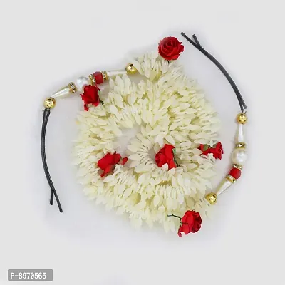 Paradise 2pc Hair Bun Gajra Flower Artificial Juda Accessories for Women in Red White Color Pack of 1-thumb5