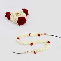 Paradise Hair Bun Gajra Flower Artificial Juda Accessories for Women Red White 60 grams pack of 2 pc-thumb3