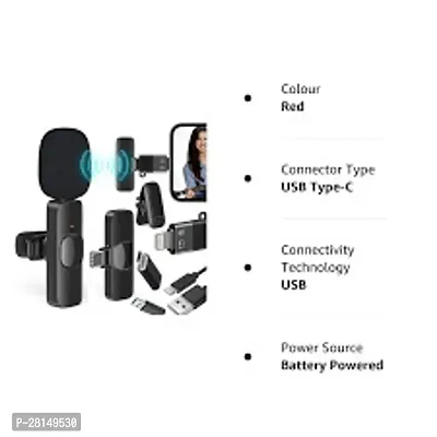 3 in 1 K8 Wireless Microphone, Digital Mini Portable Recording Clip Mic with Receiver for All Android Lightning Mobile Phones Camera Laptop for Vlogging YouTube Online Class, Zoom Call-thumb0