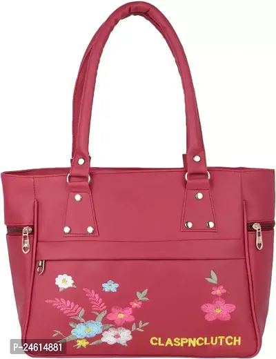 Stylish Maroon PU Embroidered Handbags For Women