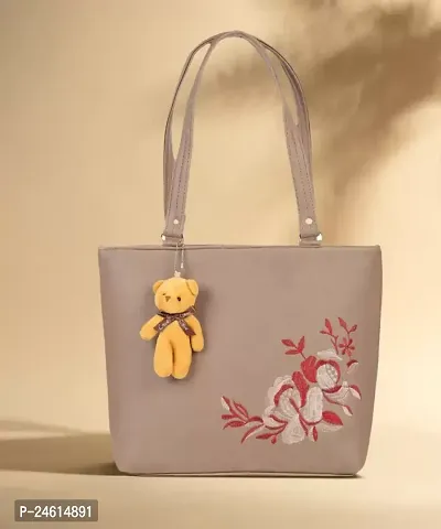 Stylish Beige PU Embroidered Handbags For Women