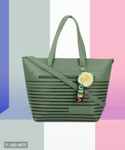 Stylish Green PU Striped Handbags For Women