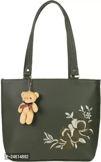 Stylish Black PU Embroidered Handbags For Women