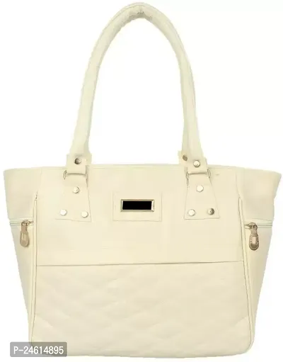 Stylish White PU Checked Handbags For Women-thumb0