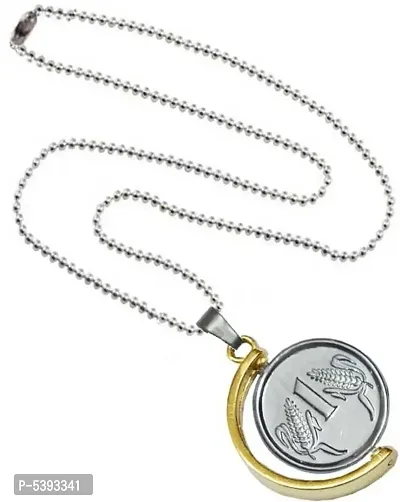One Rupees Coin Anjaan Locket With Chain Alloy Locket For Men