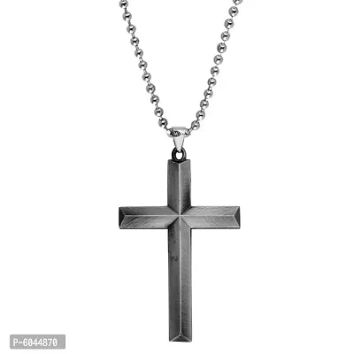 Men's Hip-Hop Jewelery Religious Oxidised Cross Pendant Stainless Steel Chain For Unisex-thumb0