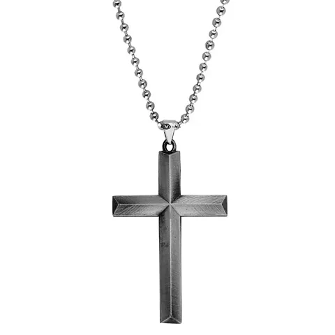 Men's Hip-Hop Jewelery Religious Oxidised Cross Pendant Stainless Chain For Unisex