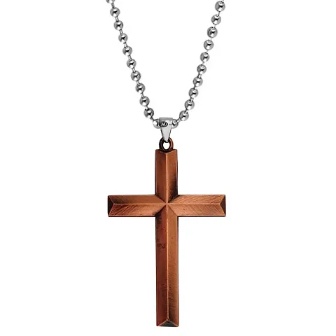 Men's Hip-Hop Jewelery Religious Oxidised Cross Pendant Stainless Chain For Unisex