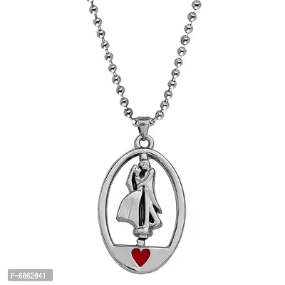 Valentine Gift Rotational Dancing Couple MenWomen Love Pendant Silver Zinc Metal Chain Jewelery For Unisex