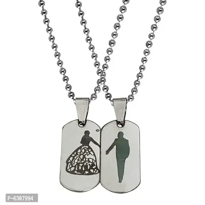 M Men Style Valentine Day Gift Cute Girl And Boy Lovers Couple 1 Pair Locket With Chain-thumb0