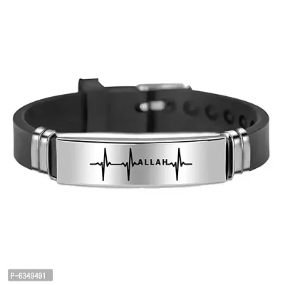 M Men Style Adjustable Muslim Arabic Allah Silicone Stainless Steel Wristband Bracelet For Men And Boys