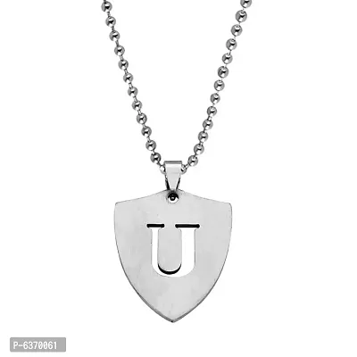Men Style English Alphabet Initial U Alphabet Stainless Steel Pendant Chain For Men And Women