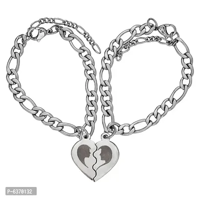 M Men Style Valentines day personalized engraved Broken Heart Couple Chain Bracelet For Men And Women-thumb0