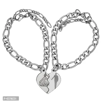 Men Style Magnetic Half Heart Set Of 2 For Couples Bracelet Stainless Steel For Men And Women