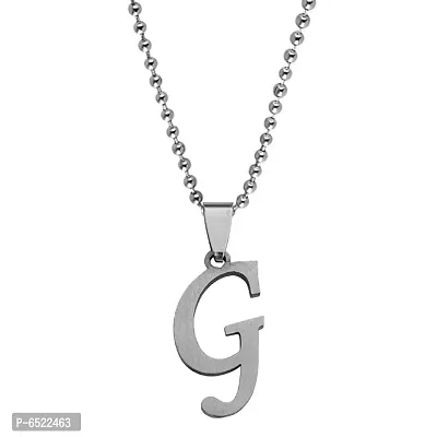 M Men Style  English Alphabet Letter Initial G Alphabet  Silver  Stainless Steel Name Pendant Chain