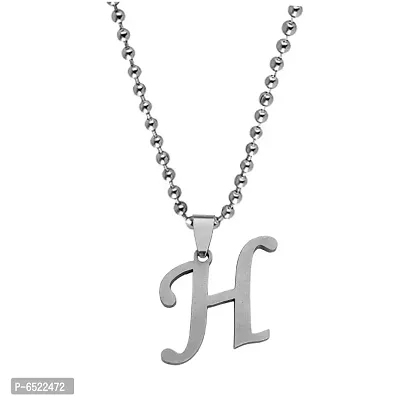 M Men Style  English Alphabet Letter Initial H  Alphabet  Silver  Stainless Steel Name Pendant Chain