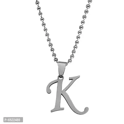 M Men Style  English Alphabet Letter Initial K  Alphabet  Silver  Stainless Steel Name Pendant Chain