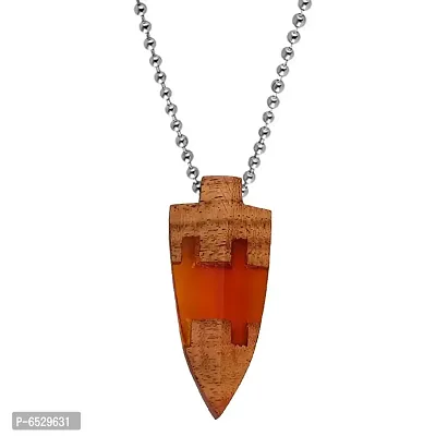 M Men Style  ArrowHead Teardrop Wooden Oblong Geometric Skinny  Grey Acrylic Wood  Pendant  Chain-thumb0