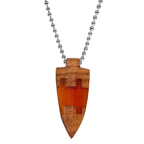 Men Style Arrow Head Acrylic Wood Pendant Necklace Chain For Men And Women (SPn2022337)