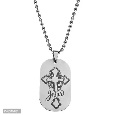 M Men Style Religious Lord Jesus Crusifix Cross Silver Stainless Steel Pendant-thumb0