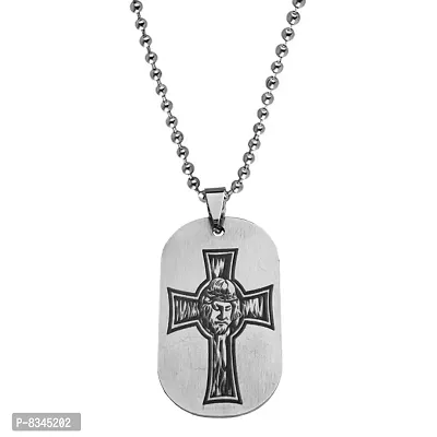 M Men Style Religious Crusifix Cross Jesus Silver Stainless Steel Pendant Necklace Chain For Men And Women