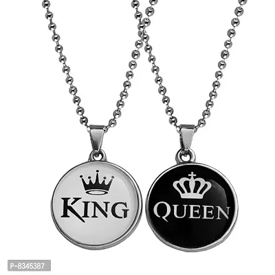 M Men Style  Valentine Gift King And Queen Crown Silver Black  Zinc Metal Pendant-thumb0