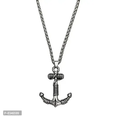 M Men Style Navy Sailor Rope Anchor Hook and Rope Silver Stainless Steel Pendant