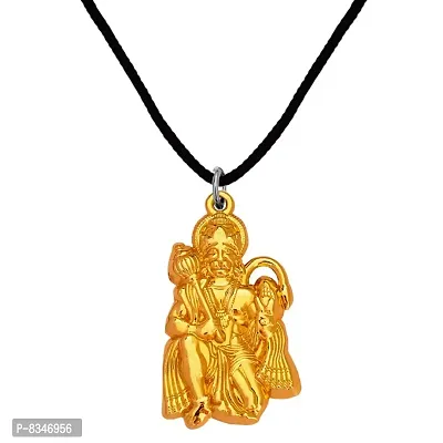 M Men Style Hindu Lord Bajrangbali Hanuman Locket With Cotten Dori Gold Zinc Metal Pendant