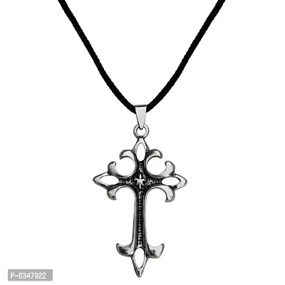 M Men Style Lord Jesus Crusifix Cross With Cotton Dori  Stainless Steel Pendant Necklace  For Men And Women