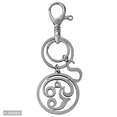 M Men Style Personalized Lord Murugan Subrahmanyam Tamil Om With Alphabet S Silver Stainless Steel Keychain For Men And Women