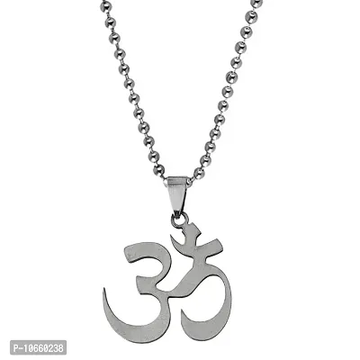 M Men Style Religious Lord Shiv Mahadev Om Aum Namah Shiva Shivah Silver Stainless Steel Pendant Necklace Chain-thumb0