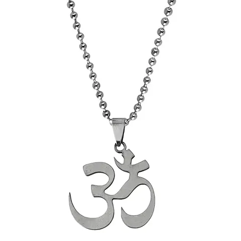 M Men Style Religious Lord Shiv Mahadev Om Aum Namah Shiva Shivah Silver Stainless Steel Pendant Necklace Chain