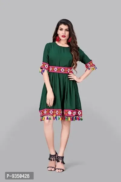 Classy Rayon Dress With Fringes For Women