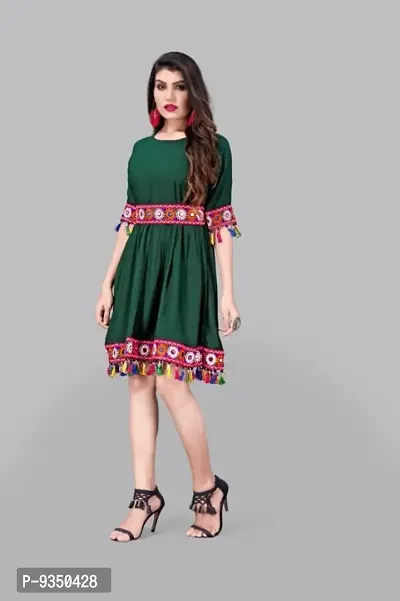 Classy Rayon Dress With Fringes For Women-thumb2