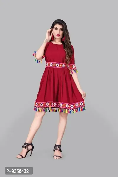 Classy Rayon Dress With Fringes For Women-thumb3