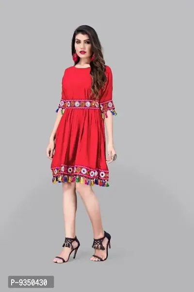Classy Rayon Dress With Fringes For Women-thumb5