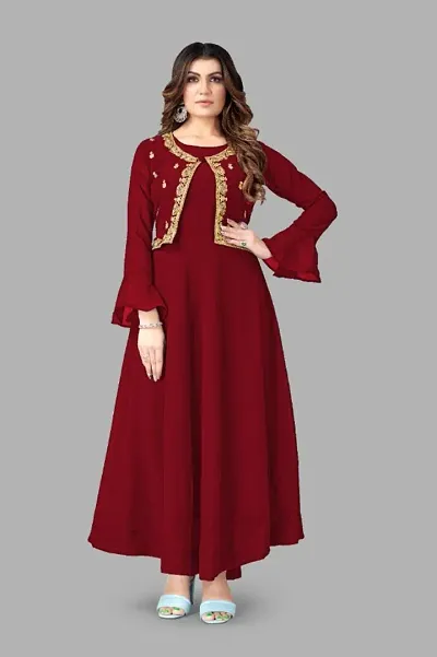 Fashionable Georgette Embroidered Maxi Style Dress For Women